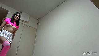 japanese sakura misaki masturbates strips clothes then showers her wet pussy