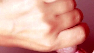 stepsister kneels for brother's close-up cumshot facial blast