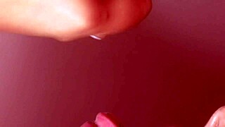 stepsister kneels for brother's close-up cumshot facial blast