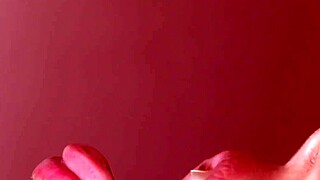 stepsister kneels for brother's close-up cumshot facial blast