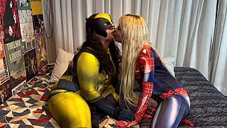 wolverine pounds spider-woman's big ass pussy in cosplay without pulling out