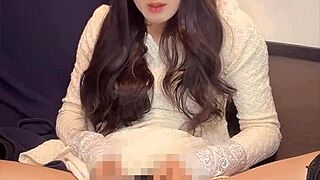 Quiet crossdressing ladyboy in mini dress strokes cute ass mysteriously.
