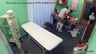tanned brunette babe rides doctor cock in hidden hospital fuck