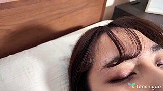 chubby japanese mika arimura sucks cock then rides wildly