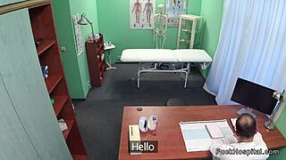 tanned brunette babe rides doctor cock in hidden hospital fuck