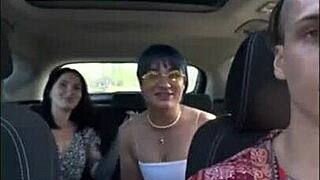 they kick off a wishing game in the car that quickly turns into sloppy group fucking