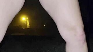 Peeing Outside on Chilly Night Reveals Wet Hairy Pussy