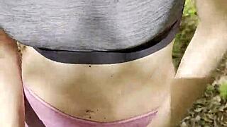 Pov Brunette Slut Blowjob Then Raw Fuck In Forest Swallows Cum