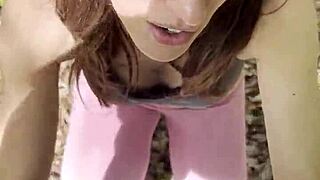 Pov Brunette Slut Blowjob Then Raw Fuck In Forest Swallows Cum