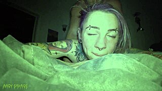 pretty goth girl moans as cock slams her tight pussy late night