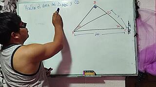 student nerd solves x in steamy math triangle with teacher
