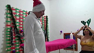 thick cock overwhelms latina bitch during christmas massage then fucks her hard