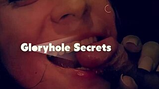 petite blonde at gloryhole slurps cocks deep and sloppy