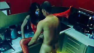 Slender beauty in bodysuit, wanna see her kitchen pounding?