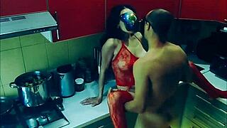 Slender beauty in bodysuit, wanna see her kitchen pounding?