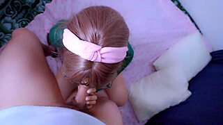 classmate blasts hot facial cumshot on cute college girl's rosy pink pussy lips