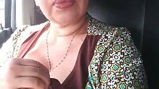 zoom in on my wet pussy while groping tits in truck