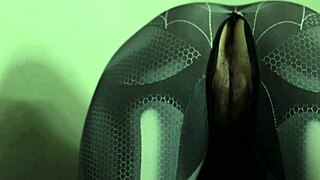 sexy indo spiderman cosplay teen fucks bottle deep in miniskirt