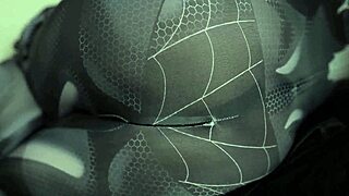 sexy indo spiderman cosplay teen fucks bottle deep in miniskirt