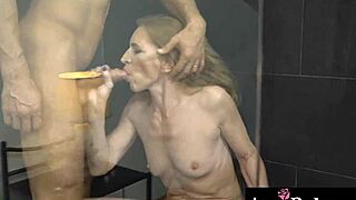 mugur dives into granny's furry pussy licking and fucking her hard with young energy