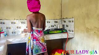 hot ebony bent over big black cock kitchen pounding