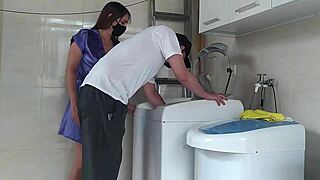 Well-Endowed Handyman Repairs Washer Then Fucks Tattooed Brazilian Milf Client with Huge Cock and Big Pussy