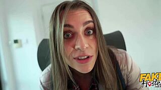 young backpacker sips potion and her tits balloon huge in hostel