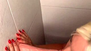 Blondie showers dildo deep in doggy then rides cowgirl with epic blowjob!