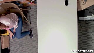 Innocent blonde shoplifter's tight pussy stretched deep