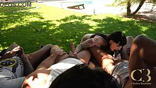 Curvy Hotwife Bareback Double Penetrated By Big Black Cocks