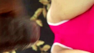 horny cameraman jerks massive cum load accidentally on plump bbw milf's bubble ass in tight leggings workout