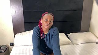 Pretty ebony teen shines in horny casting interview session