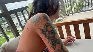 Charlotte Mae's Petite Ass Creampied on Public Balcony Ride