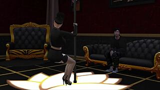 Goth Aki strips wildly as clothes rip in heated sims encounter