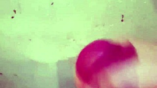 Monster cock cums hard in the shower during intense masturbation session