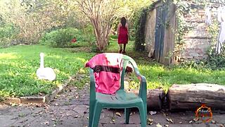 klaudia ambergirl relaxes outdoors in lingerie with big natural tits