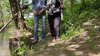 chubby mature cougar bends over big ass flashed public park risky