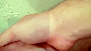 Monster cock cums hard in the shower during intense masturbation session