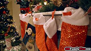 ugh kenzie reeves toys her pussy then angel smalls huge cock fills her on christmas