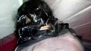 a masked forest witch bends over for wild outdoor cowgirl ride