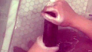 He convinces her to try first-time anal in the shower his huge cock worries her