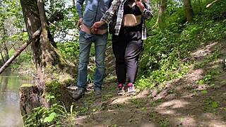 chubby mature cougar bends over big ass flashed public park risky