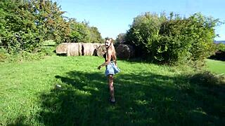 Kira Begs for Public Haystack Fuck with Doggystyle Cumshot and Sloppy Riding!