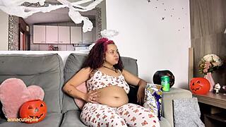 check out this chubby ebony's halloween farts and burps movie night