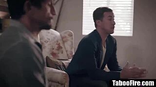 This young blonde takes double anal penetration from two rough guys