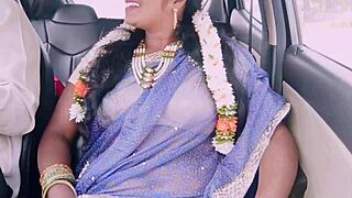 Beautiful Indian Tourist Dirty Talks Driver During Steamy Car Fuck Session