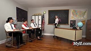 Sex ed teacher alaina taylor spits and takes double penetration gangbang punishment