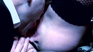Blonde Cougar Gapes Asshole on Huge Cock While Fishnets Stay On