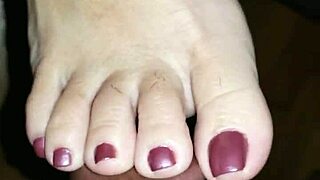 creamy footjob toes get blasted with hot cum explosion
