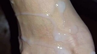 creamy footjob toes get blasted with hot cum explosion